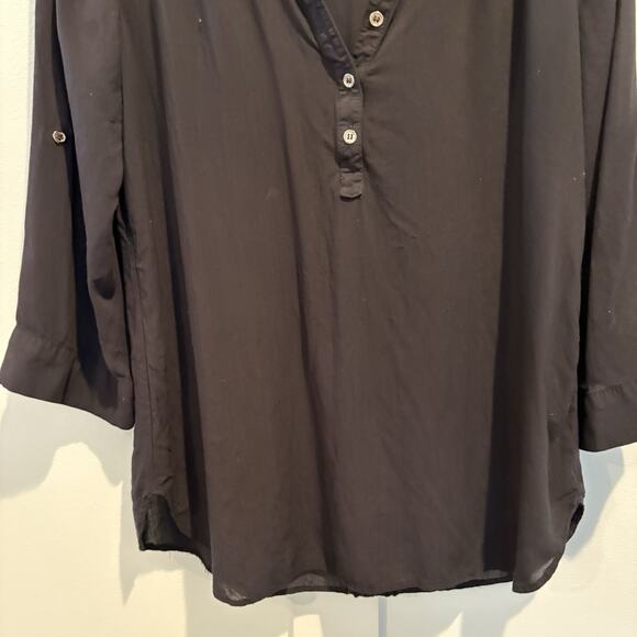 Atmosphere Top Small Black Roll Tab Sleeve Classic Casual Capsule Staple - Picture 4 of 12